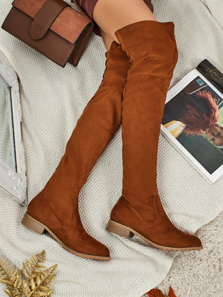 Bottes pour femmes au-dessus du genou en éco-daim Denvoria