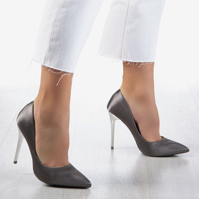 Escarpins pour femmes en satin gris Gold Star - Chaussures 1