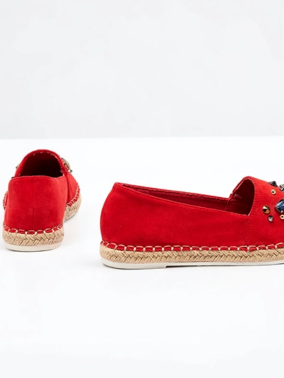 Espadrilles rouges pour femmes en éco-daim avec zircons cubiques Mediros - Footwear
