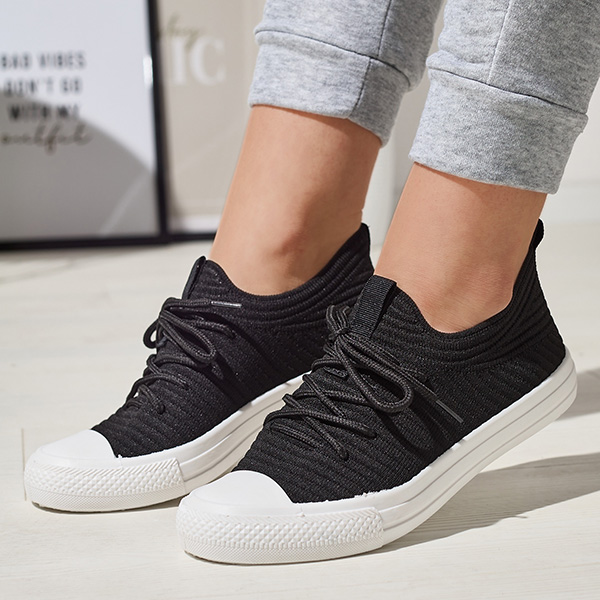 Royalfashion Noir femmes Manfer ribbed sneakers