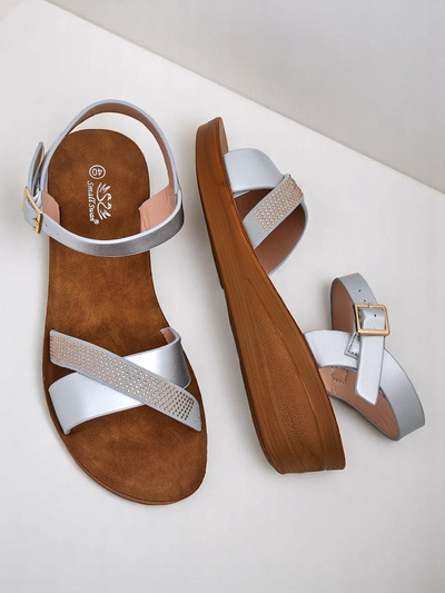 Sandales compensées Royalfashion pour femmes avec strass Allona