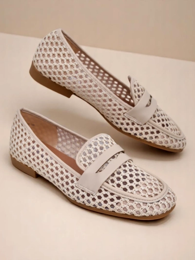 Mocassins beiges Royalfashion Primavera Aelia en tissu avec bout en amande