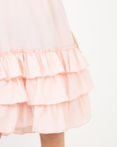 Robe femme rose foncé à bretelles à volants - Vêtements