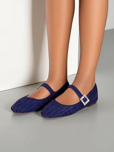 Royalfashion Ballerines à carreaux pour femmes avec boucle et sangle Riffos