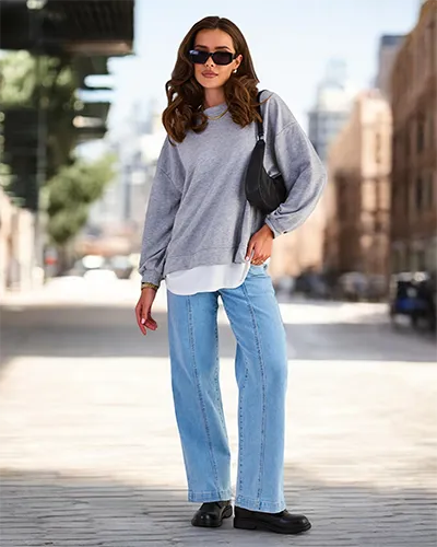 Royalfashion Sweat mince en coton pour femme