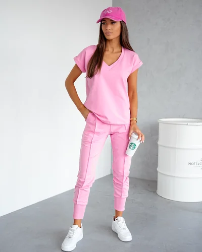 Ensemble décontracté en coton Royalfashion pour femmes avec manches courtes