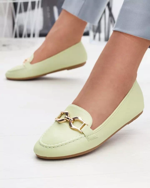 Mocassins pour femme en éco-cuir vert avec embellissement Wiwet-Footwear