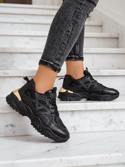 Stilosa Luma Baskets Noires pour Femmes en Cuir Écologique