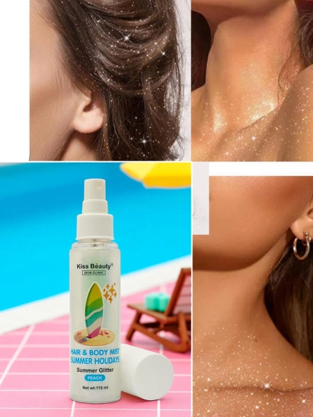 Summer Spray – Enlumineur liquide pour cheveux et corps Pêche