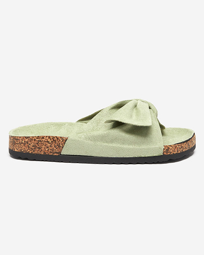 OUTLET Chaussons femme en éco-daim vert avec nœud Xeria - Footwear