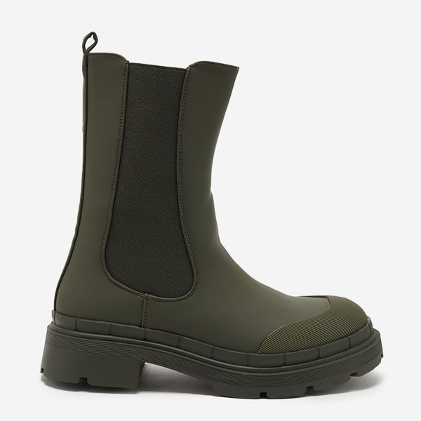 OUTLET Bottes hautes pour femmes vert foncé mat Namrid- Footwear