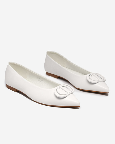 OUTLET Ballerines pointues blanches pour femme avec ornement sur le bout Manico - Footwear