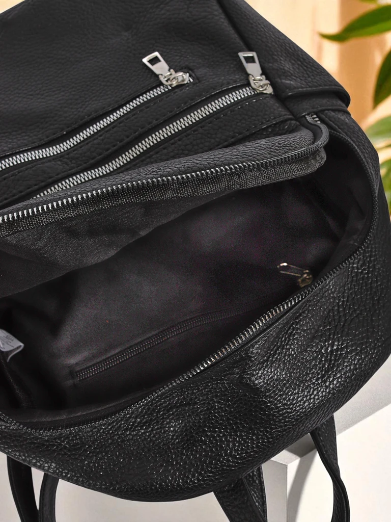 Sac à Dos Tressé pour Femmes AURELIA par Królewska Moda en Cuir Écologique Noir