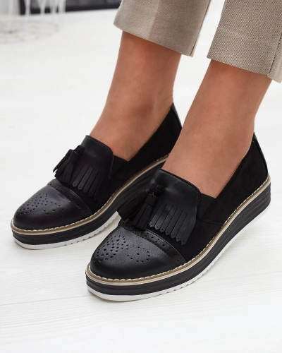 Demi-bottes noires à talons bas pour femmes Veolita- Footwear