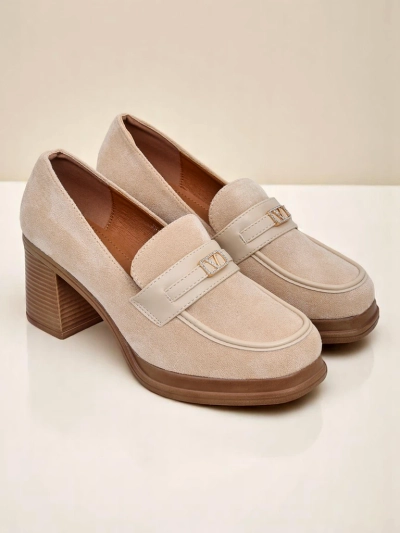 Royalfashion mocassins à talons carrés pour femmes Evelay