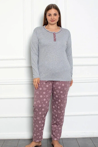 Royalfashion Pyjama Femme en Coton 2-Pièces Papillon GRANDE TAILLE