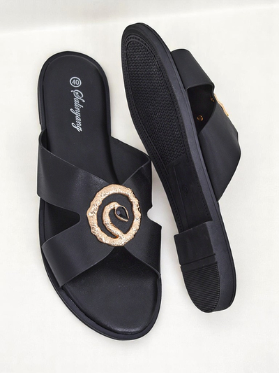 Royalfashion Sandales plates pour femmes Golden Step