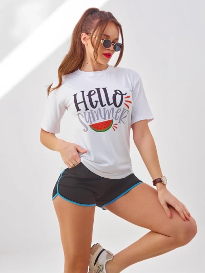 Ensembles de sport pour femmes Royalfashion avec un t-shirt et un short Bonjour Été