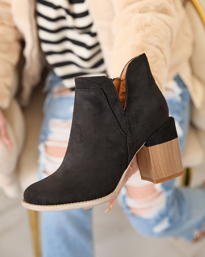 Royalfashion Black Lemere square heele heele boots