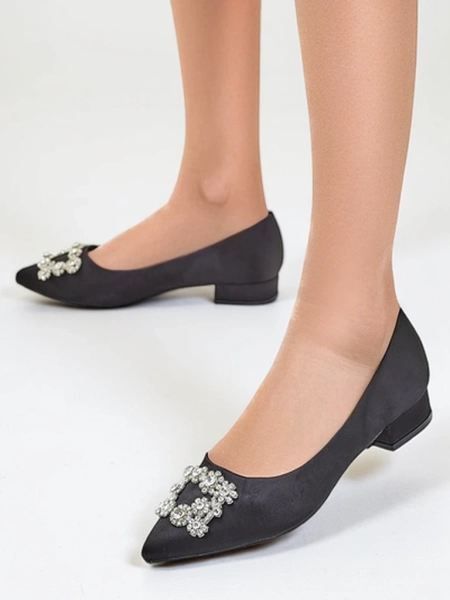 Royalfashion Ballerines pour femme en tissu satiné avec une boucle Legant