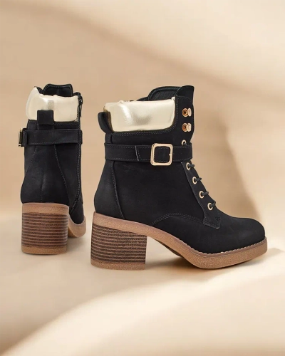 Royalfashion Bottines à talons bas pour femmes Nedelin