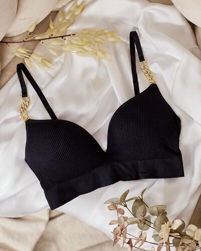 Royalfashion Soutien-gorge côtelé pour femme avec bretelles décoratives