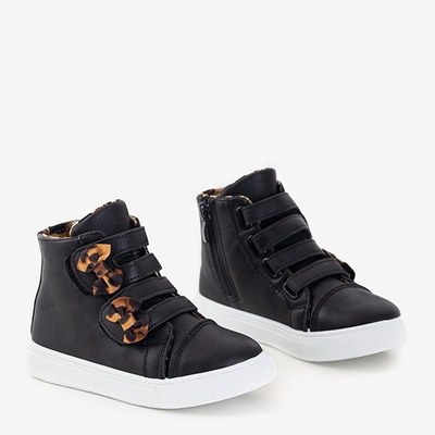 Baskets de sport pour enfants noires à nœuds Pantloye - Footwear