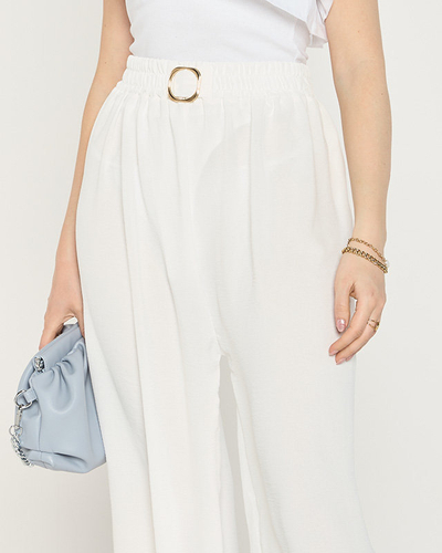 Pantalon palazzo large femme blanc - Vêtements