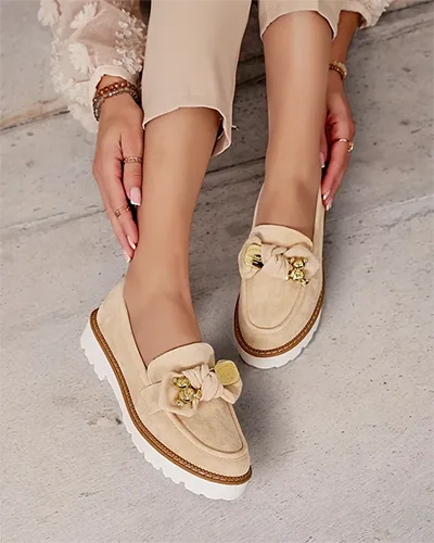 Royalfashion Mocassins pour femmes avec nœud Ezizer