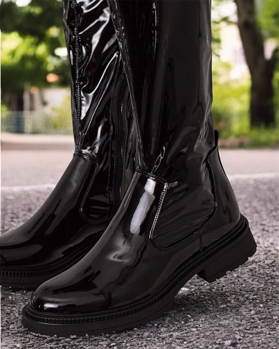 Royalfashion Bottes laquées au dessus du genou pour femme Lessdo