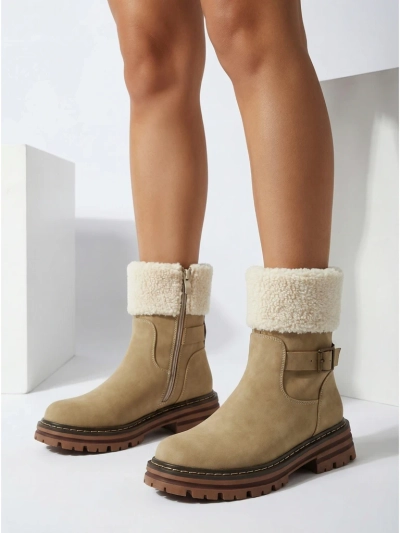 Bottines en cuir écologique avec peau de mouton Merli