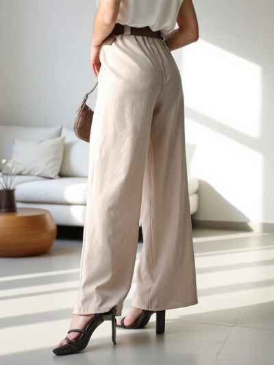 Royalfashion Pantalons larges pour femmes avec une ceinture