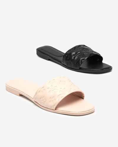 Chaussons femme beiges avec gaufrage Mersyli. Chaussures