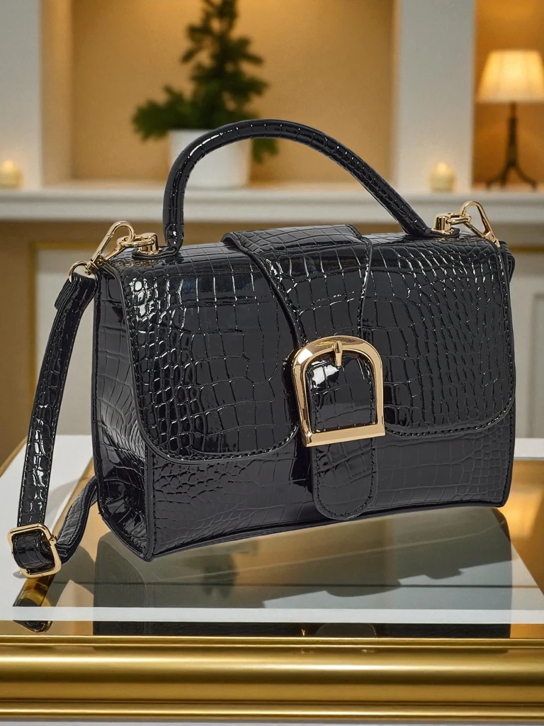 Petit sac à main verni pour femme en cuir écologique Orlina