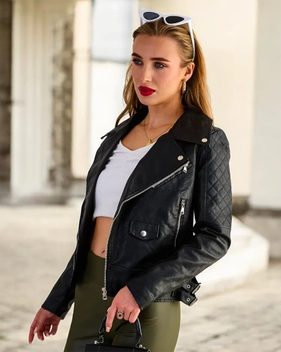 Royalfashion Veste Ramones en éco-cuir pour femme