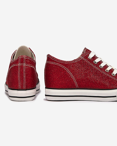Baskets rouges pour femmes sur une ancre cachée avec fil brillant Seggat- Footwear