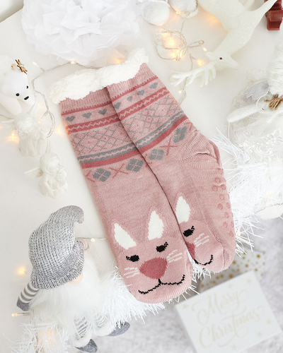 Chaussettes pour femmes rouges avec motif de Noël - Sous-vêtements