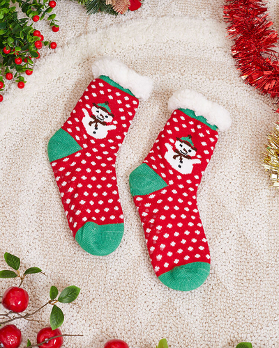 Chaussettes pour femmes rouges avec motif de Noël - Sous-vêtements