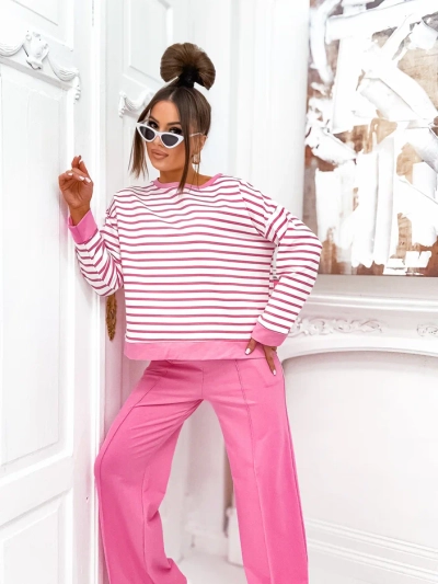 Ensemble rayé en coton Royalfashion pour femmes avec pantalon large