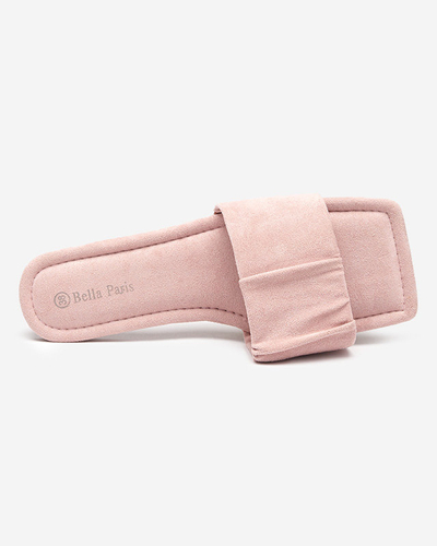 OUTLET Chaussons plats femme en éco-daim rose Nesico - Souliers