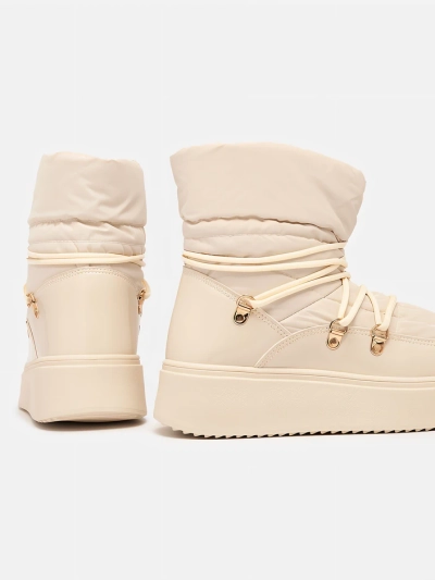 Royalfashion Bottes de neige à enfiler pour femme en couleur crème Dabenda