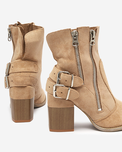 Bottes marron clair pour femmes sur le poteau Ferrgo- Footwear