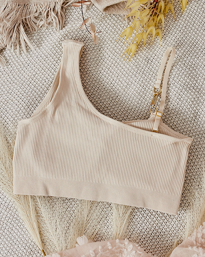 Royalfashion Soutien-gorge côtelé pour femme avec bretelle décorative