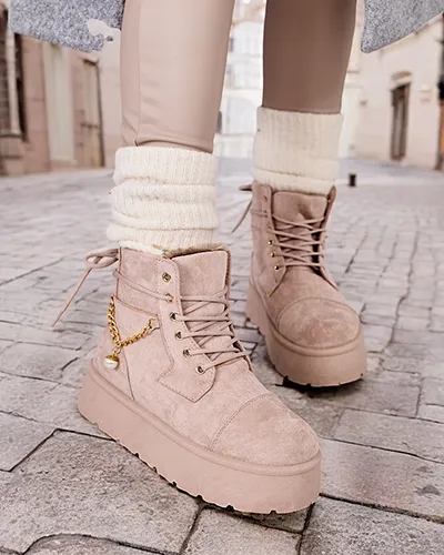 Royalfashion Bottes Woruces à lacets pour femmes