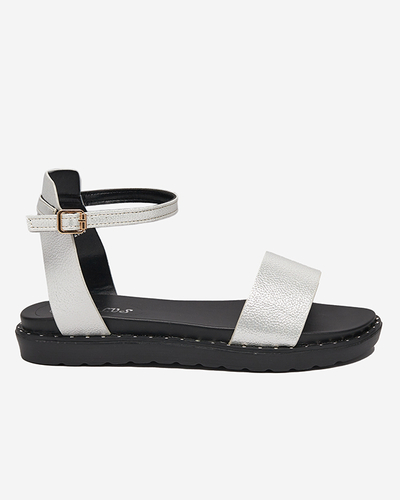 OUTLET Sandales en cuir écologique pour femme argentées à paillettes Delika - Footwear