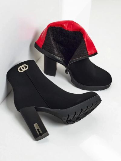 Bottines pour femmes en cuir écologique mat à talons épais Olivane