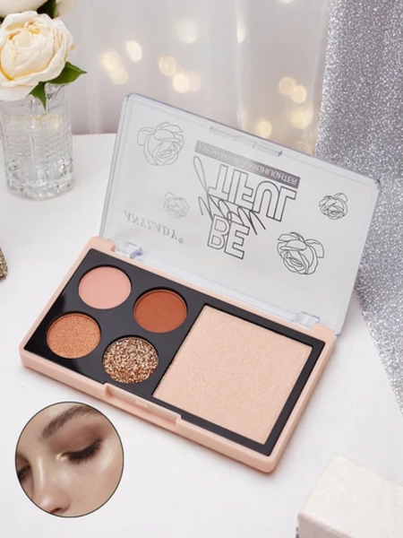 Palette de 4 fards à paupières avec paillettes et illuminateur Ruby Glamour