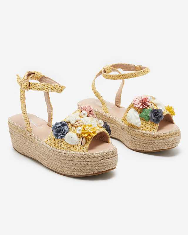 OUTLET Sandales pour femmes jaunes à bande décorée Soramis - Footwear