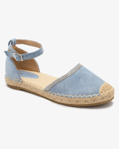 Royalfashion Espadrilles pour femmes avec zircons en bleu Rieta