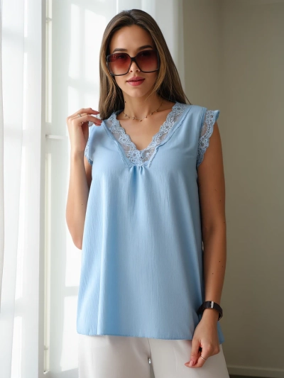 Blouse sans manches Royalfashion pour femmes avec dentelle